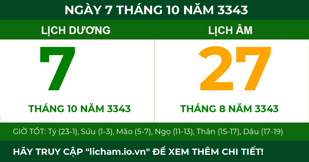 lịch âm ngày 7 tháng 10 năm 3343
