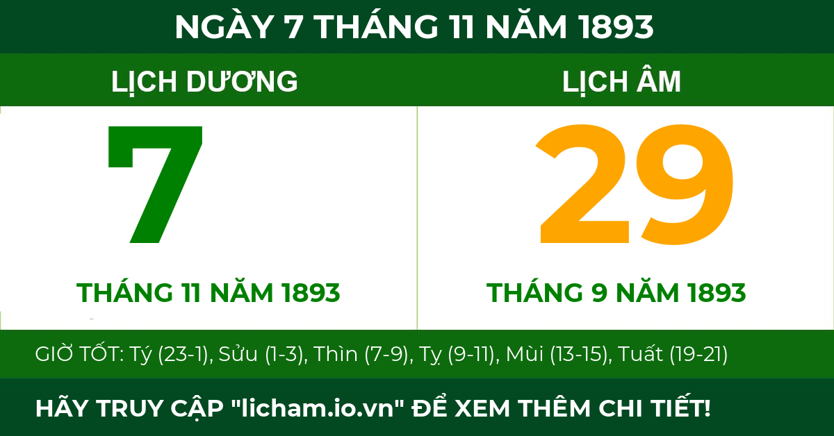 lịch âm ngày 7 tháng 11 năm 1893