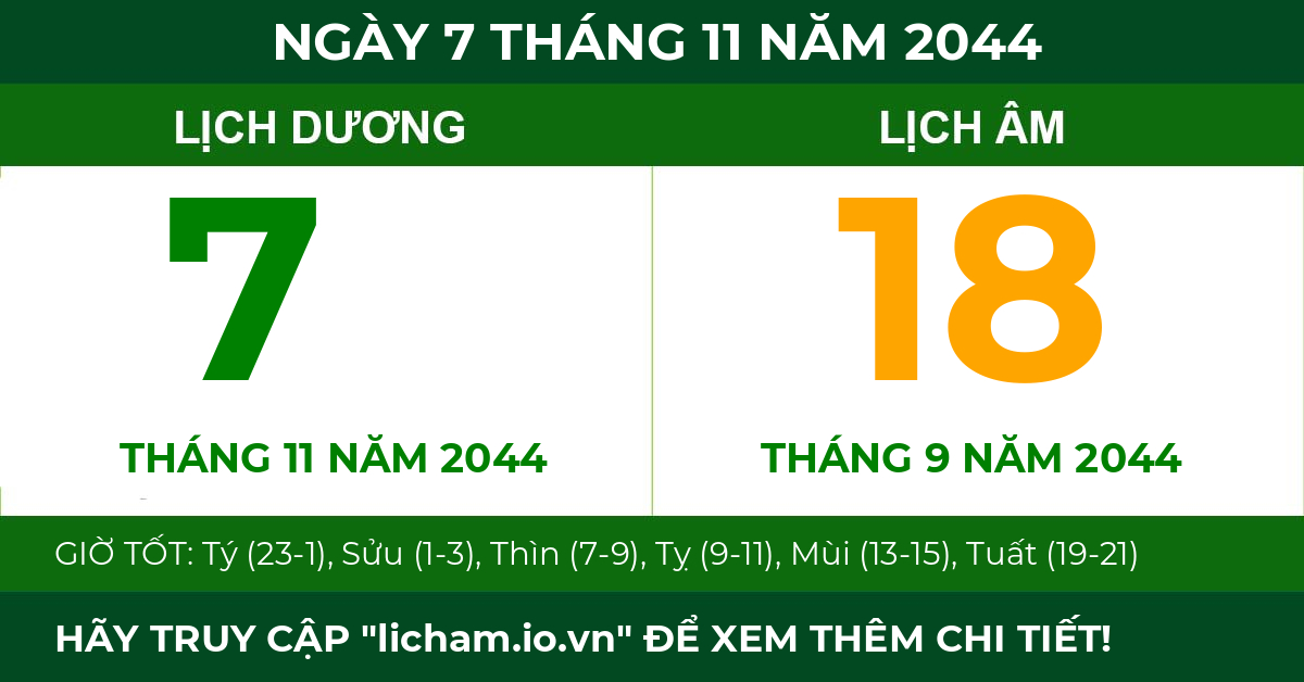 lịch âm ngày 7 tháng 11 năm 2044