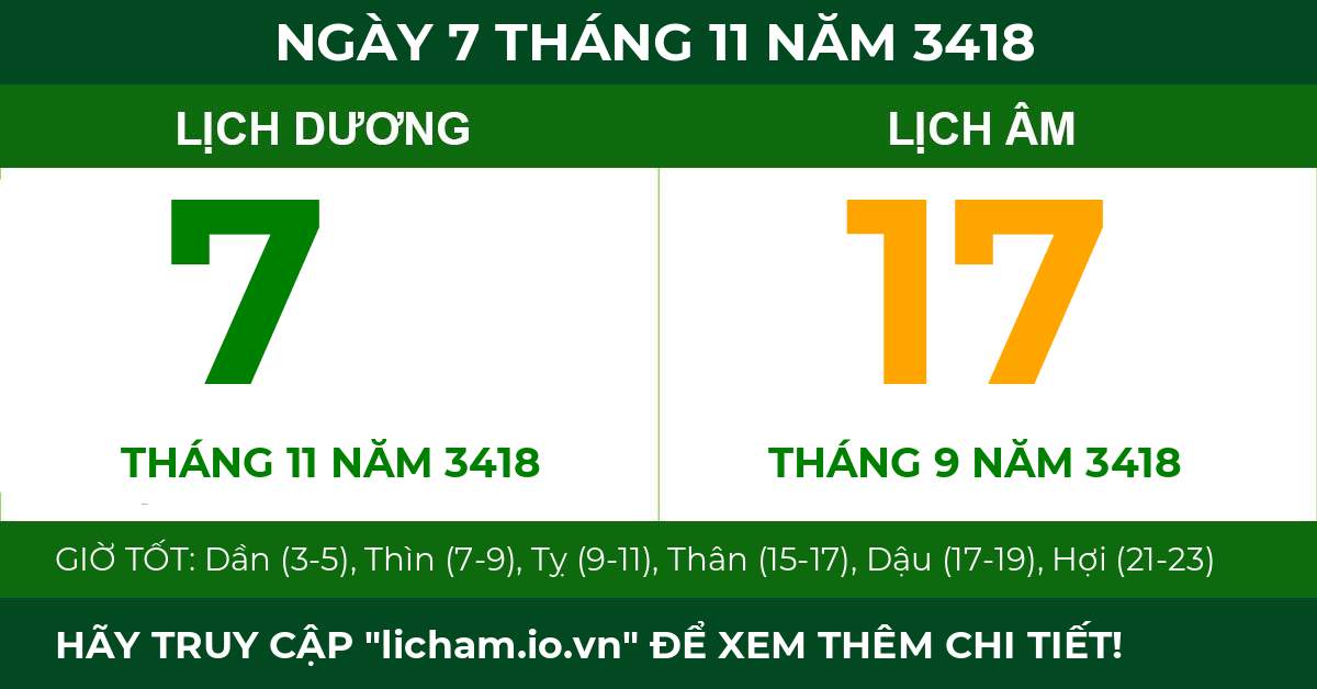 lịch âm ngày 7 tháng 11 năm 3418