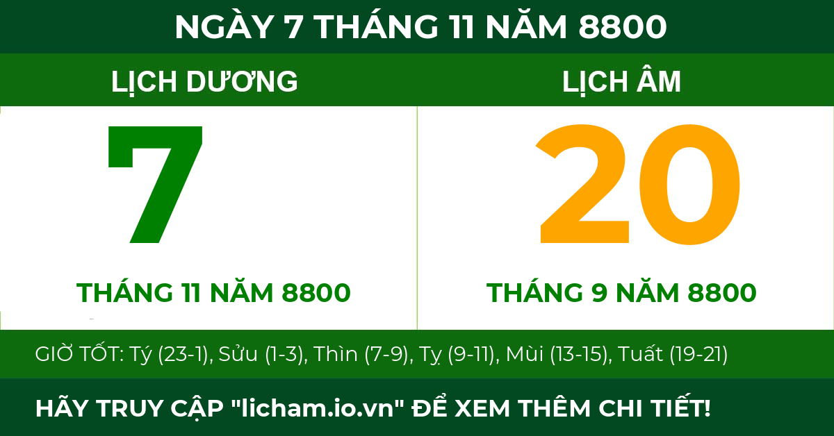 lịch âm ngày 7 tháng 11 năm 8800