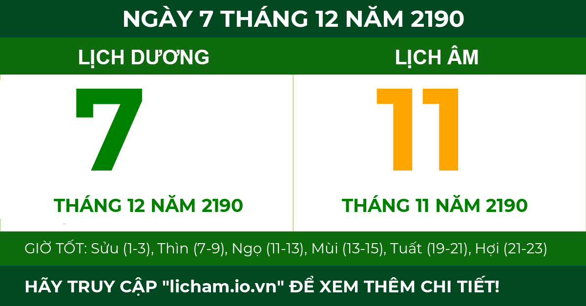 lịch âm ngày 7 tháng 12 năm 2190