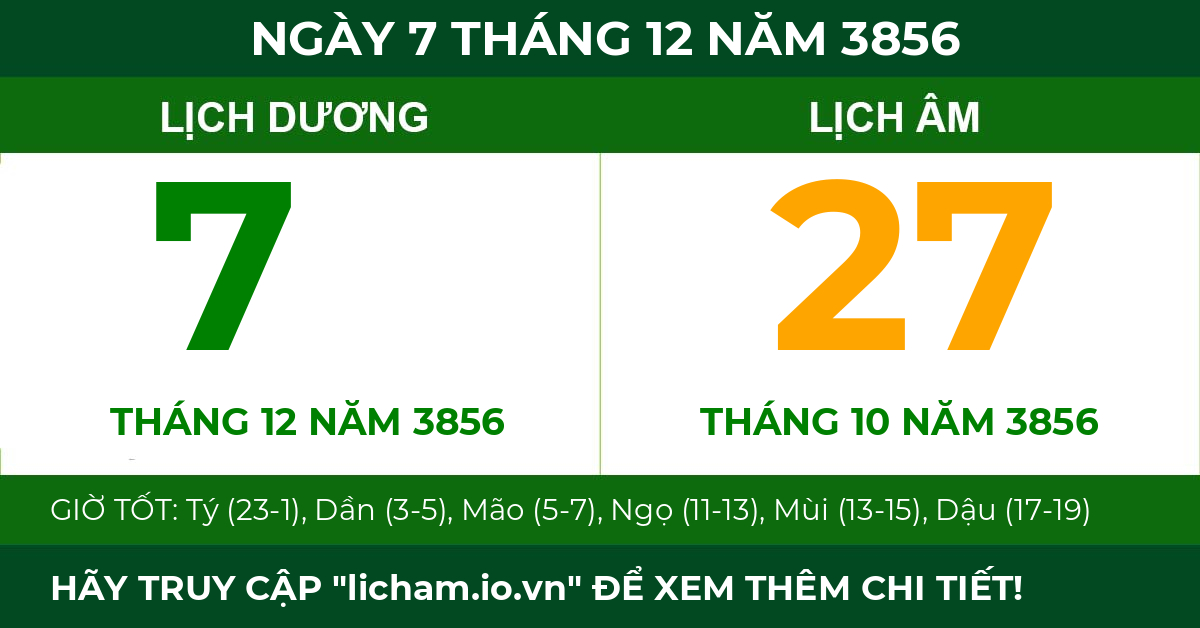 lịch âm ngày 7 tháng 12 năm 3856
