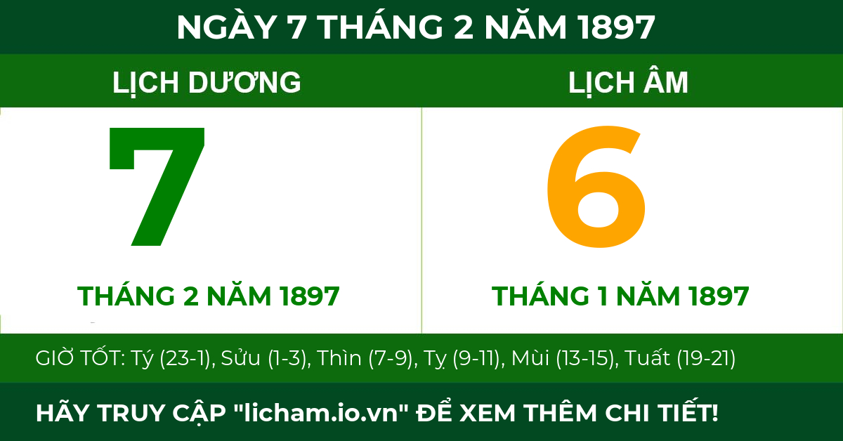lịch âm ngày 7 tháng 2 năm 1897
