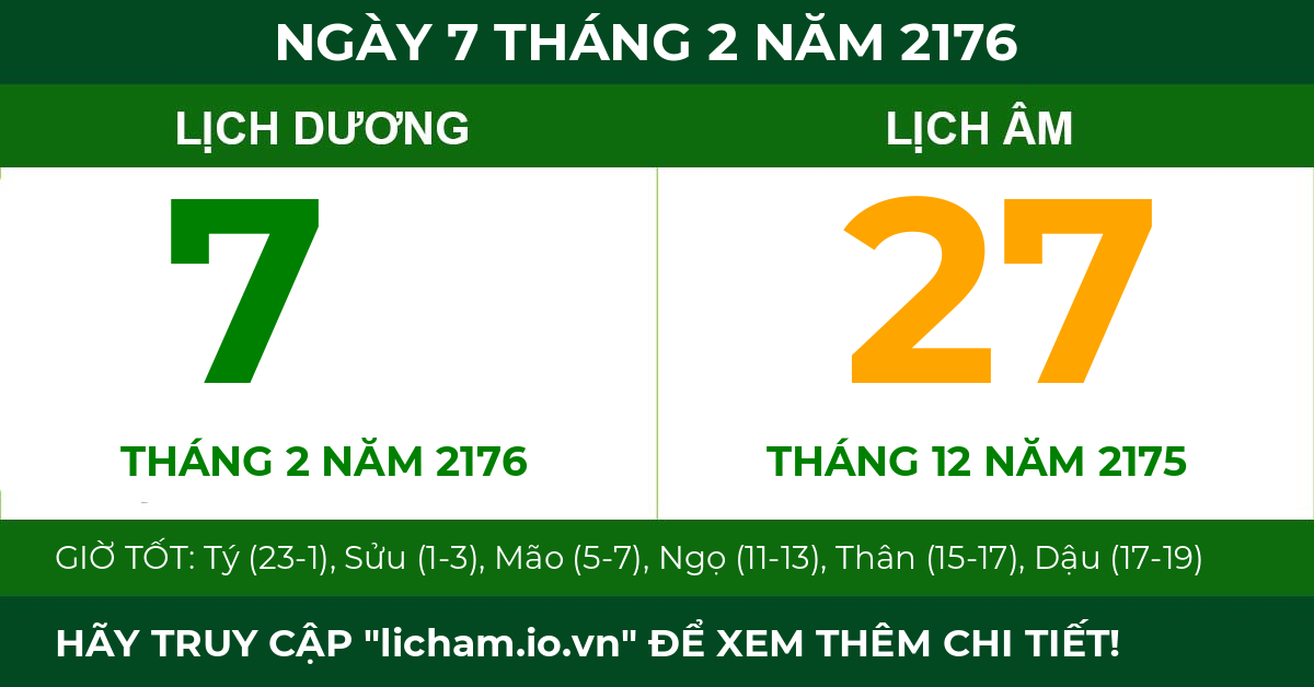 lịch âm ngày 7 tháng 2 năm 2176