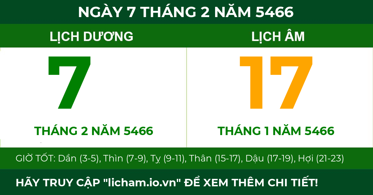 lịch âm ngày 7 tháng 2 năm 5466
