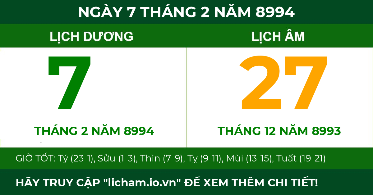 lịch âm ngày 7 tháng 2 năm 8994