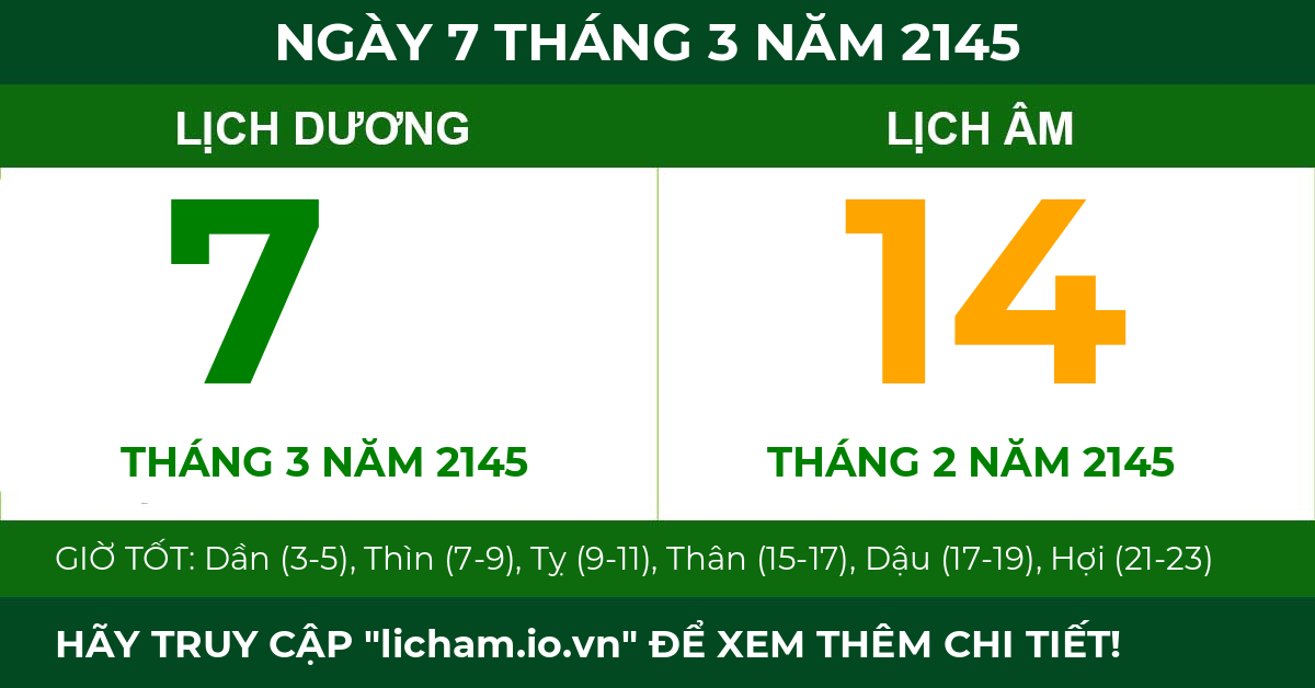 lịch âm ngày 7 tháng 3 năm 2145