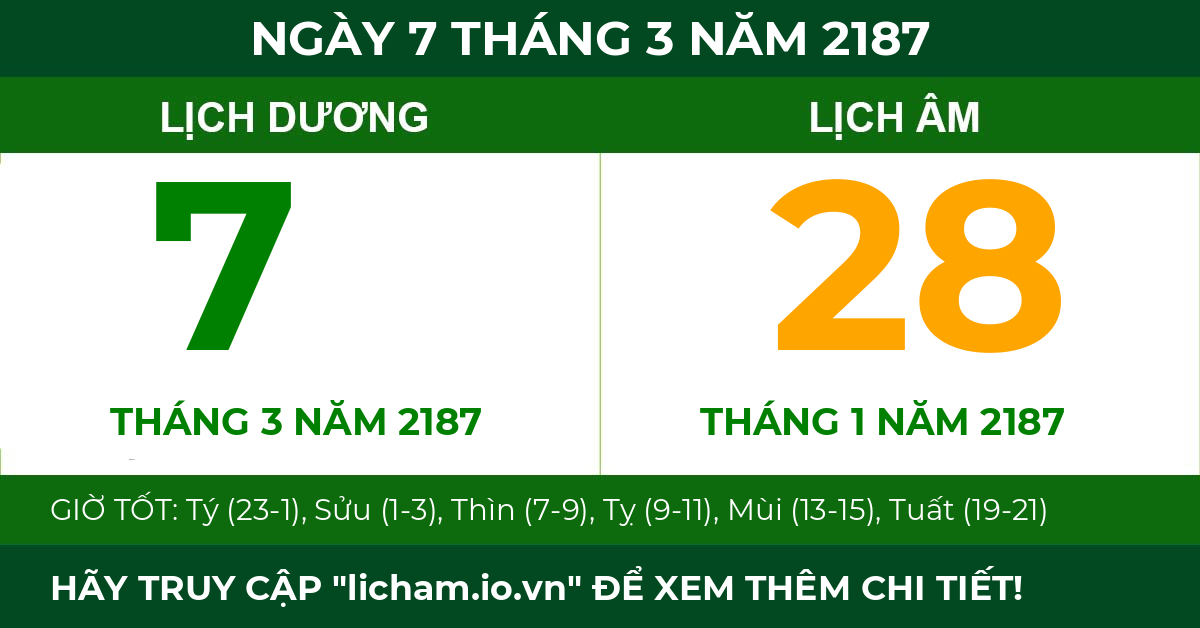 lịch âm ngày 7 tháng 3 năm 2187