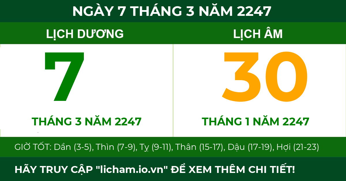 lịch âm ngày 7 tháng 3 năm 2247