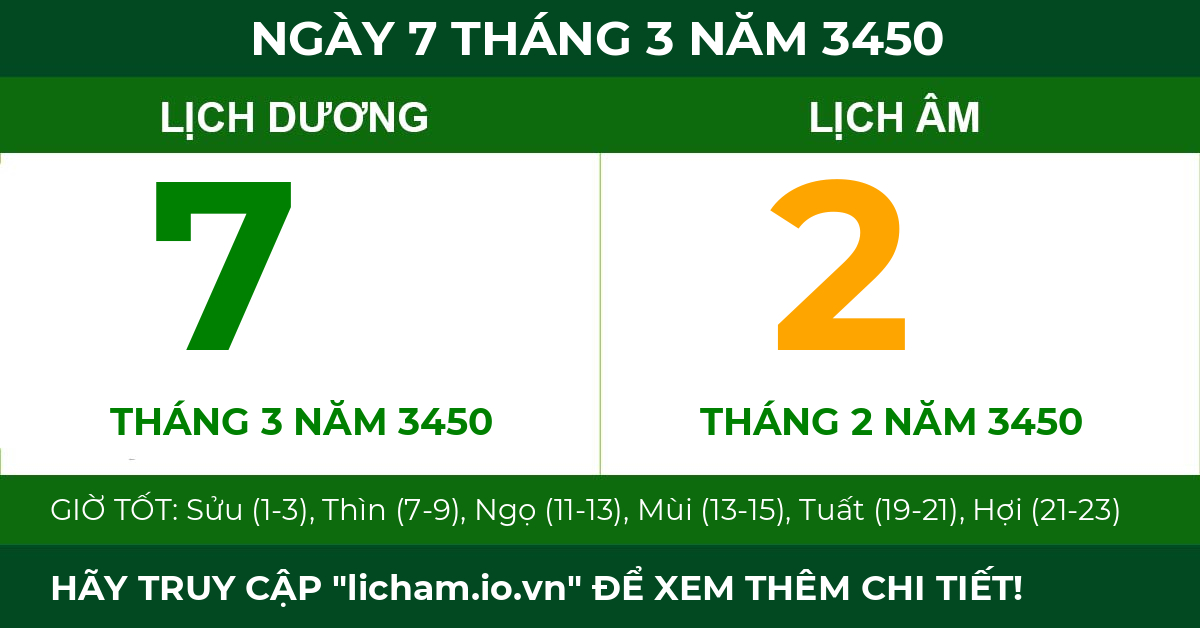 lịch âm ngày 7 tháng 3 năm 3450
