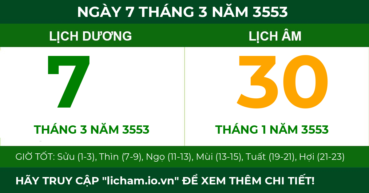 lịch âm ngày 7 tháng 3 năm 3553