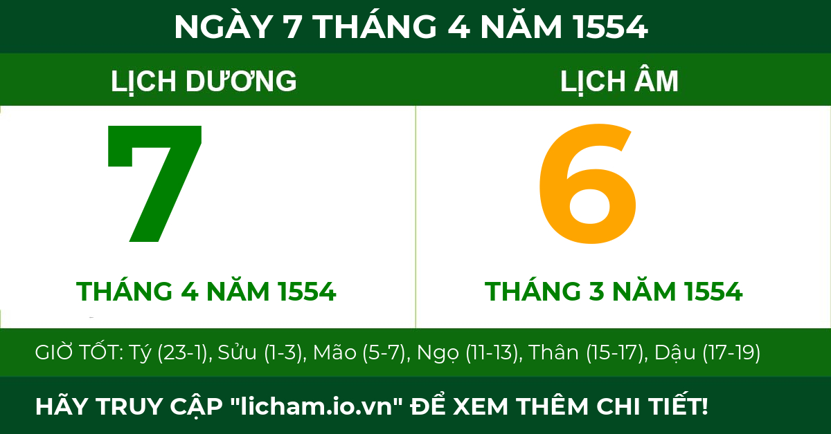 lịch âm ngày 7 tháng 4 năm 1554