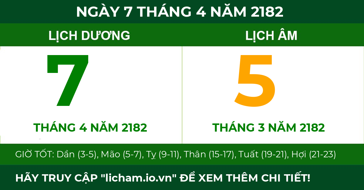 lịch âm ngày 7 tháng 4 năm 2182