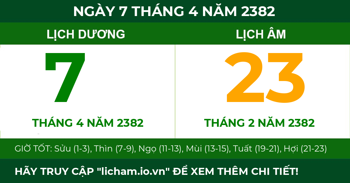 lịch âm ngày 7 tháng 4 năm 2382