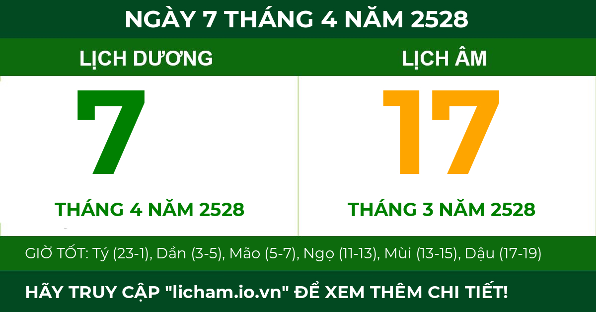 lịch âm ngày 7 tháng 4 năm 2528