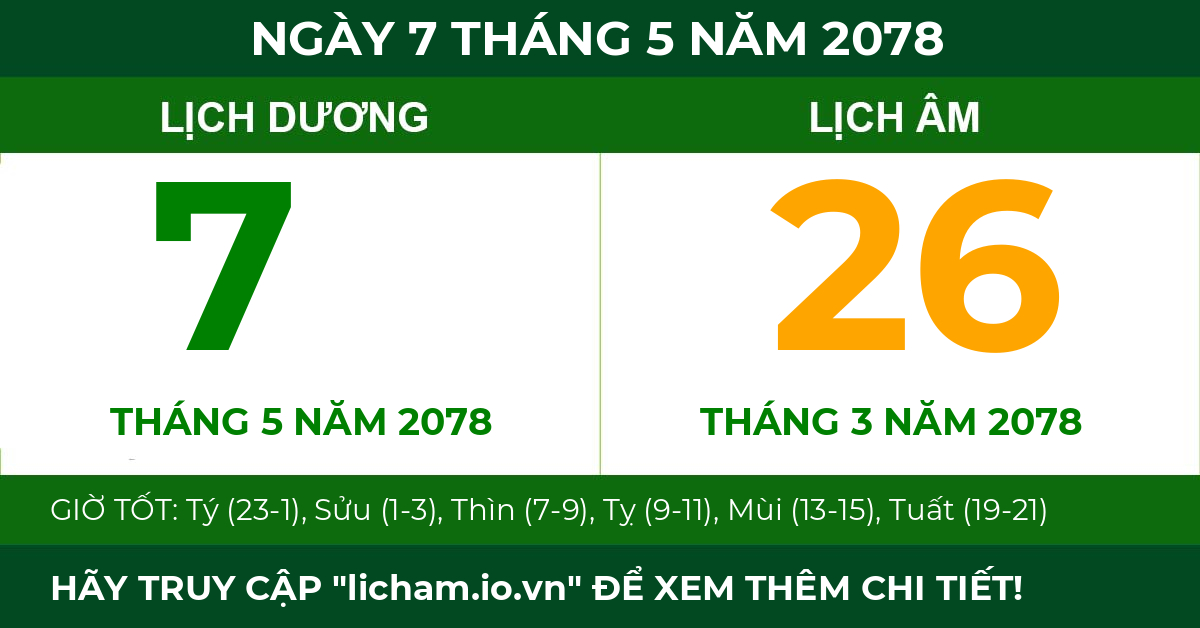 lịch âm ngày 7 tháng 5 năm 2078