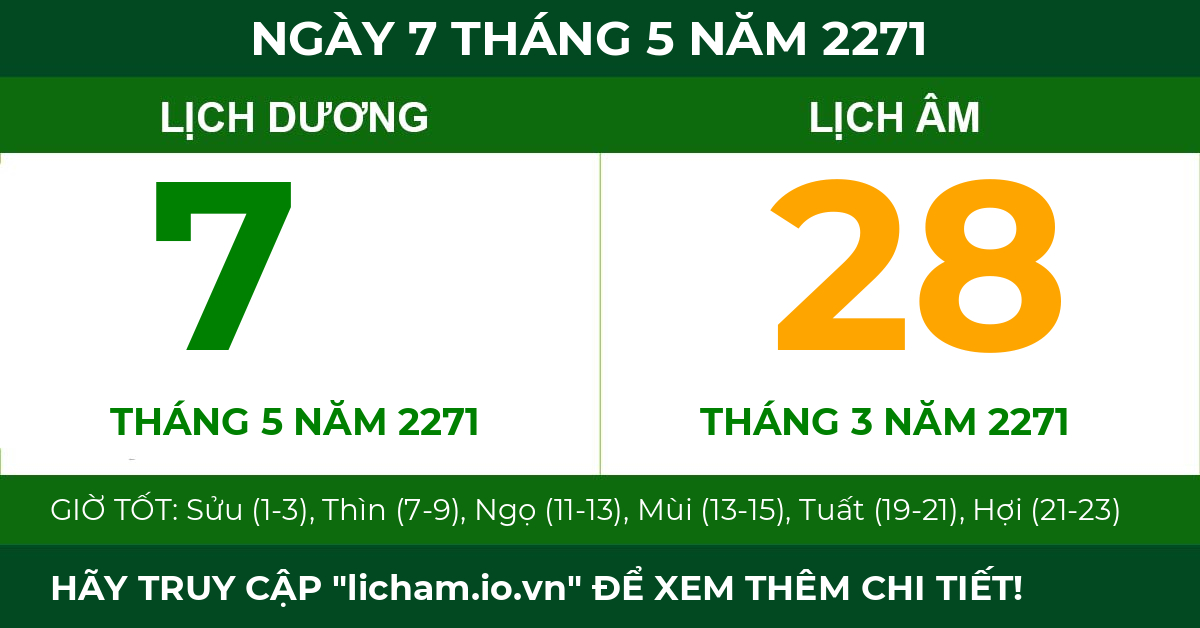 lịch âm ngày 7 tháng 5 năm 2271
