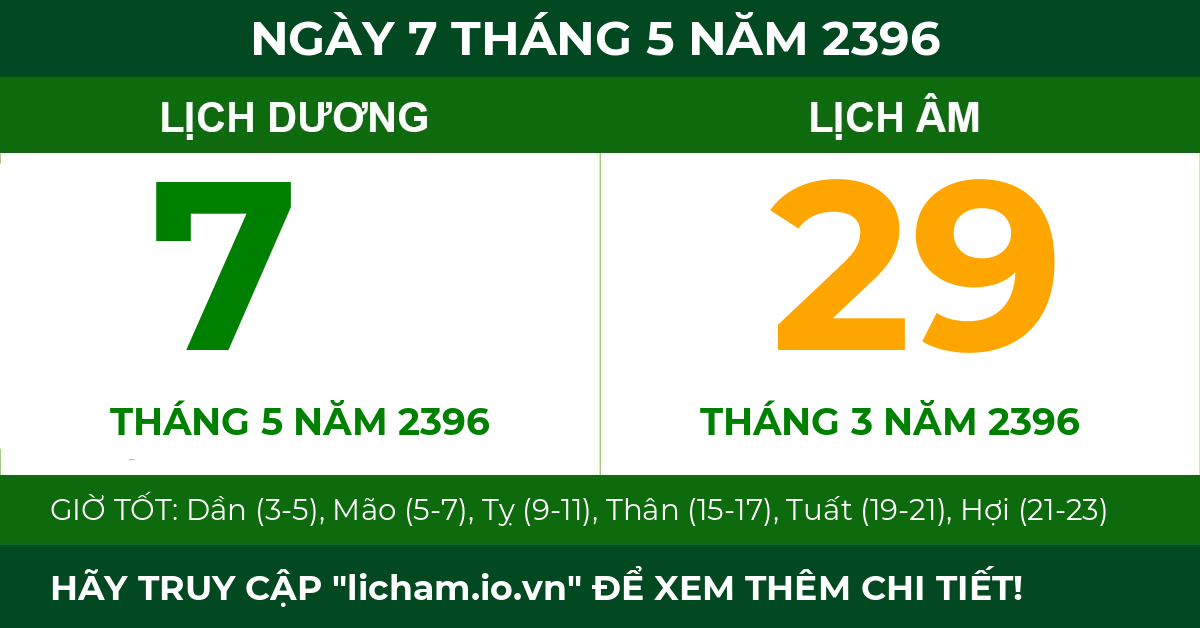 lịch âm ngày 7 tháng 5 năm 2396