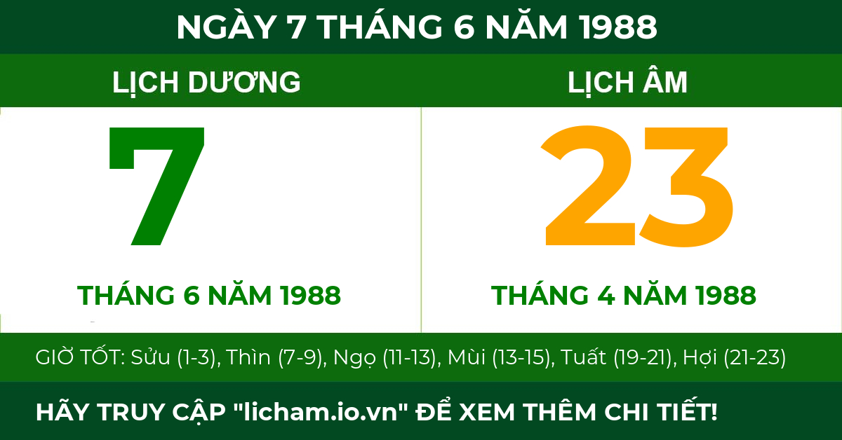 lịch âm ngày 7 tháng 6 năm 1988