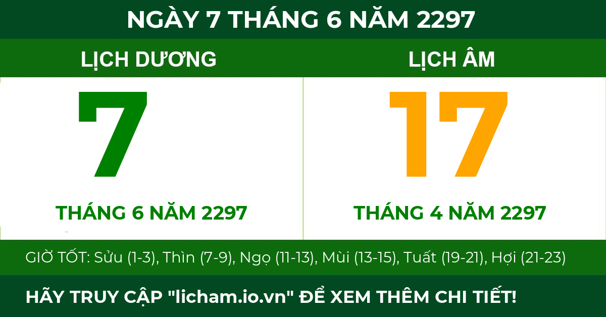 lịch âm ngày 7 tháng 6 năm 2297
