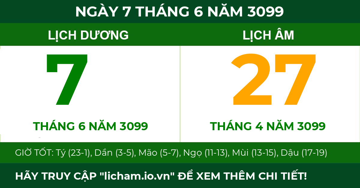 lịch âm ngày 7 tháng 6 năm 3099