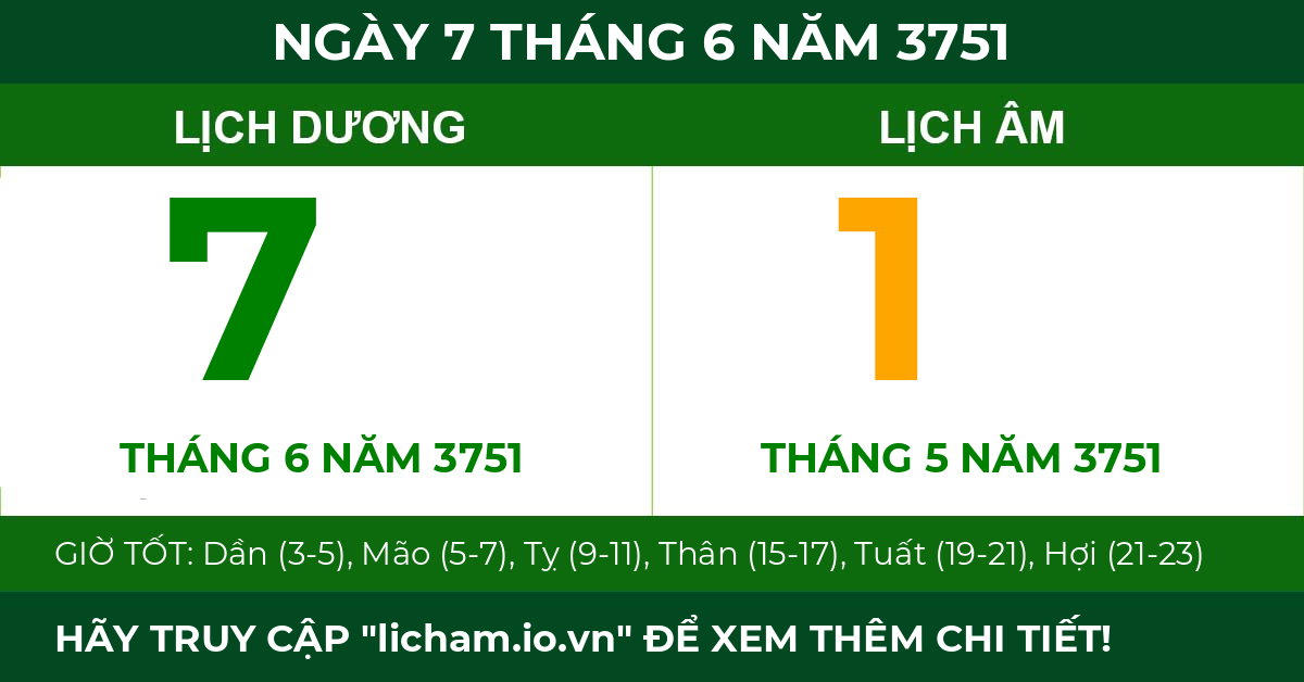 lịch âm ngày 7 tháng 6 năm 3751