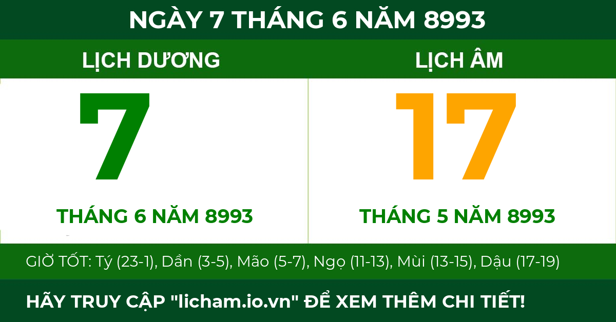 lịch âm ngày 7 tháng 6 năm 8993