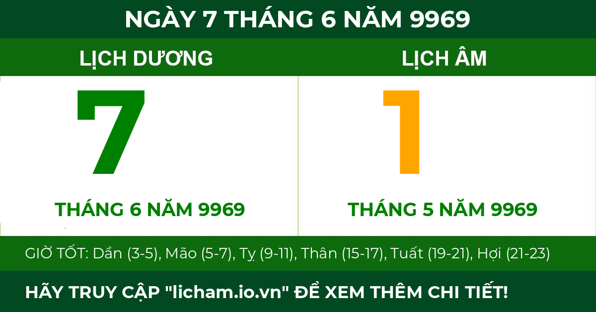 lịch âm ngày 7 tháng 6 năm 9969