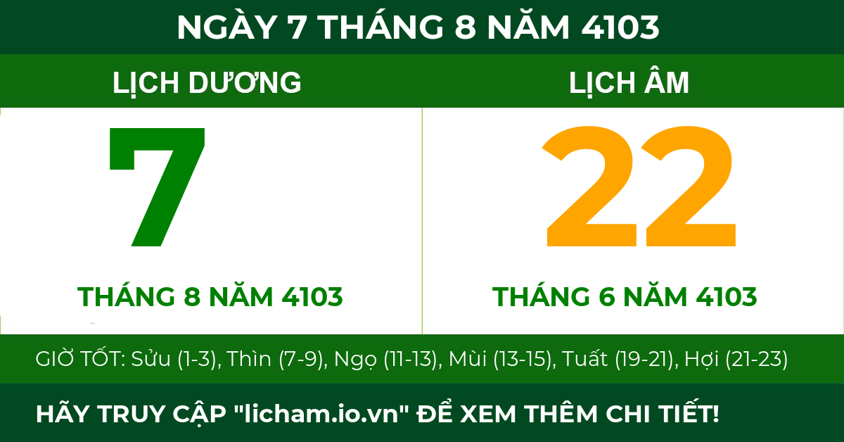 lịch âm ngày 7 tháng 8 năm 4103