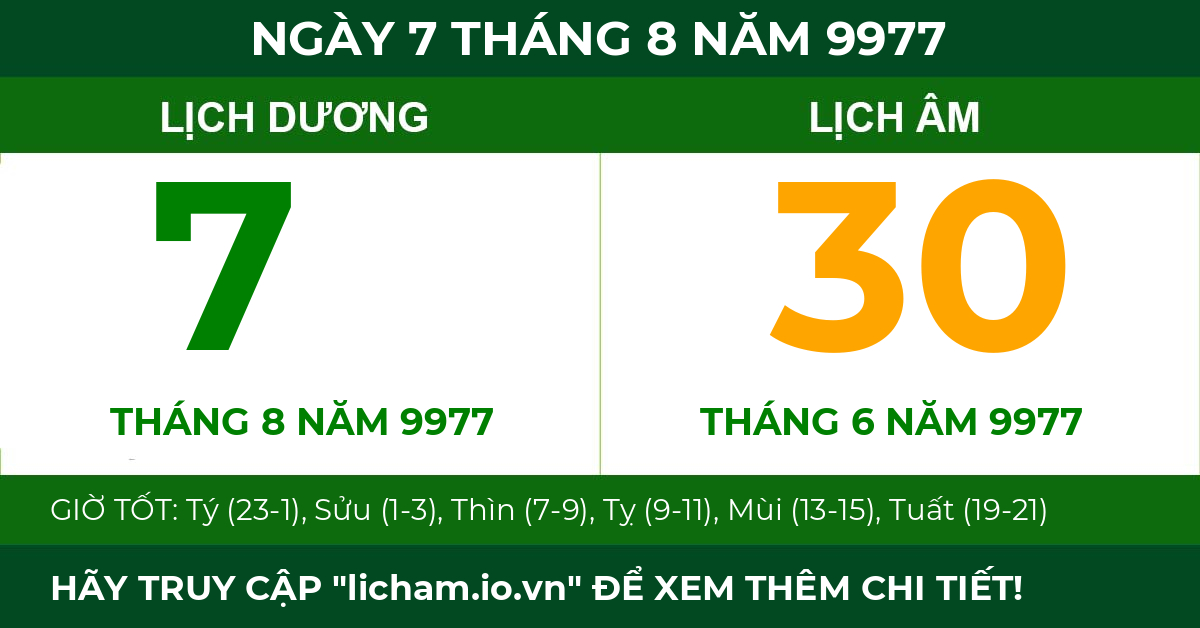 lịch âm ngày 7 tháng 8 năm 9977