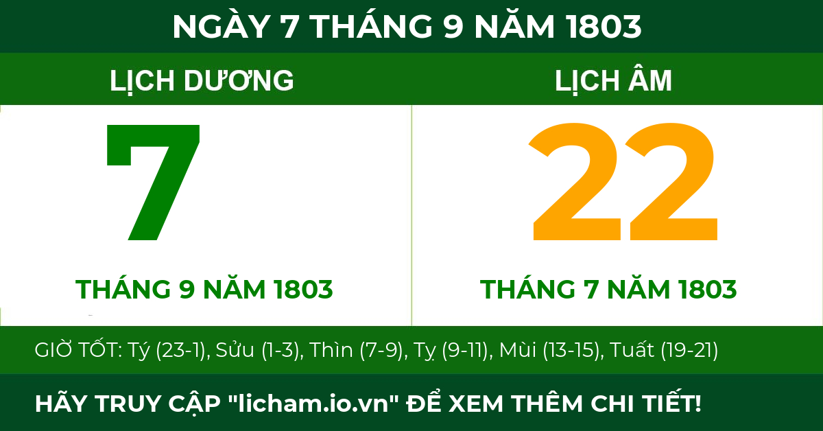 lịch âm ngày 7 tháng 9 năm 1803