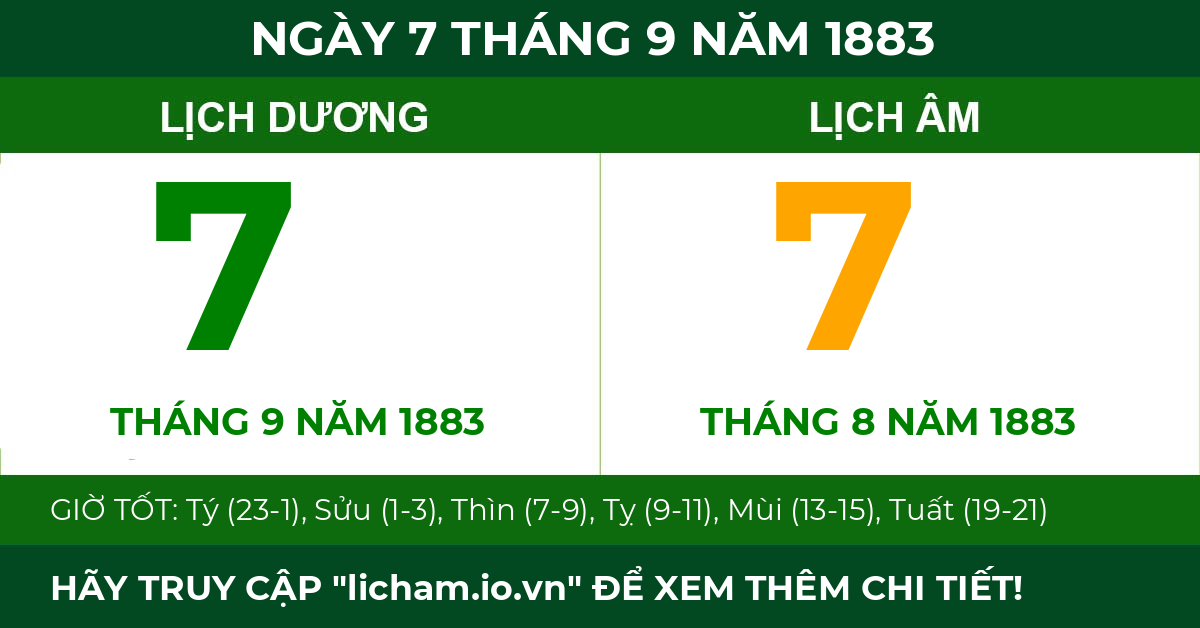 lịch âm ngày 7 tháng 9 năm 1883