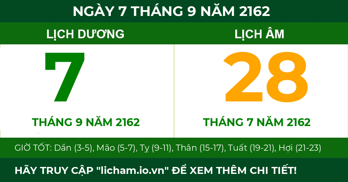 lịch âm ngày 7 tháng 9 năm 2162