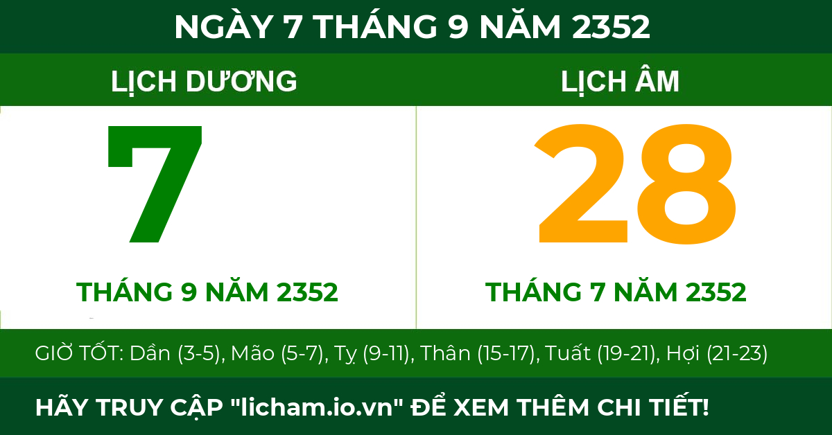 lịch âm ngày 7 tháng 9 năm 2352