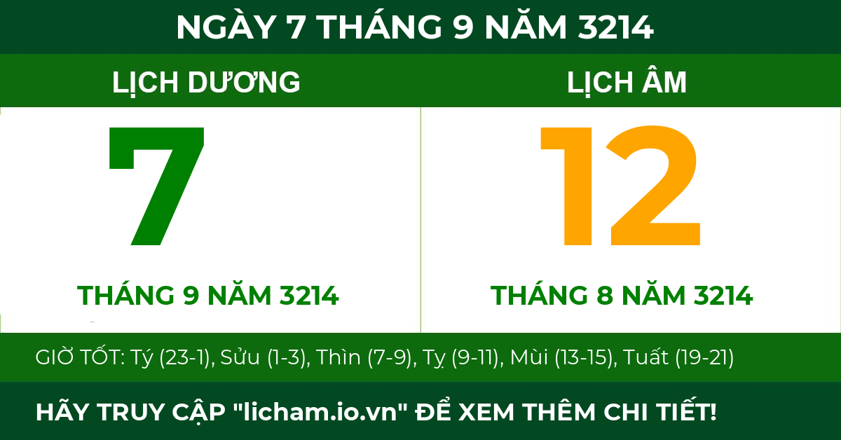 lịch âm ngày 7 tháng 9 năm 3214