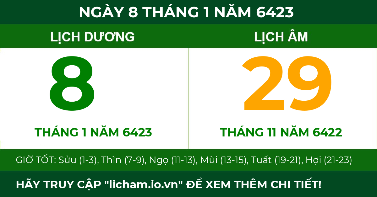 lịch âm ngày 8 tháng 1 năm 6423