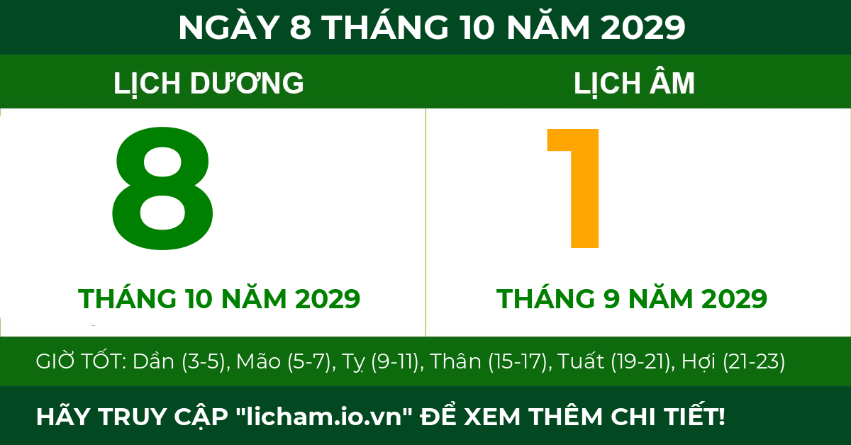 lịch âm ngày 8 tháng 10 năm 2029