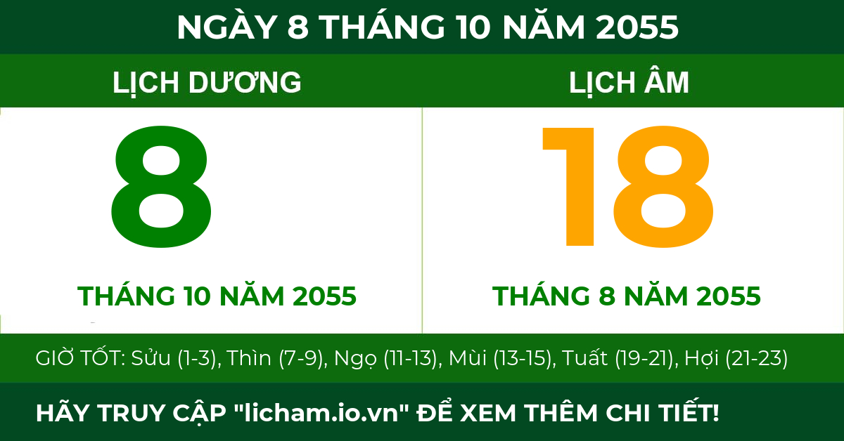 lịch âm ngày 8 tháng 10 năm 2055