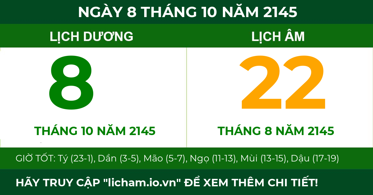 lịch âm ngày 8 tháng 10 năm 2145