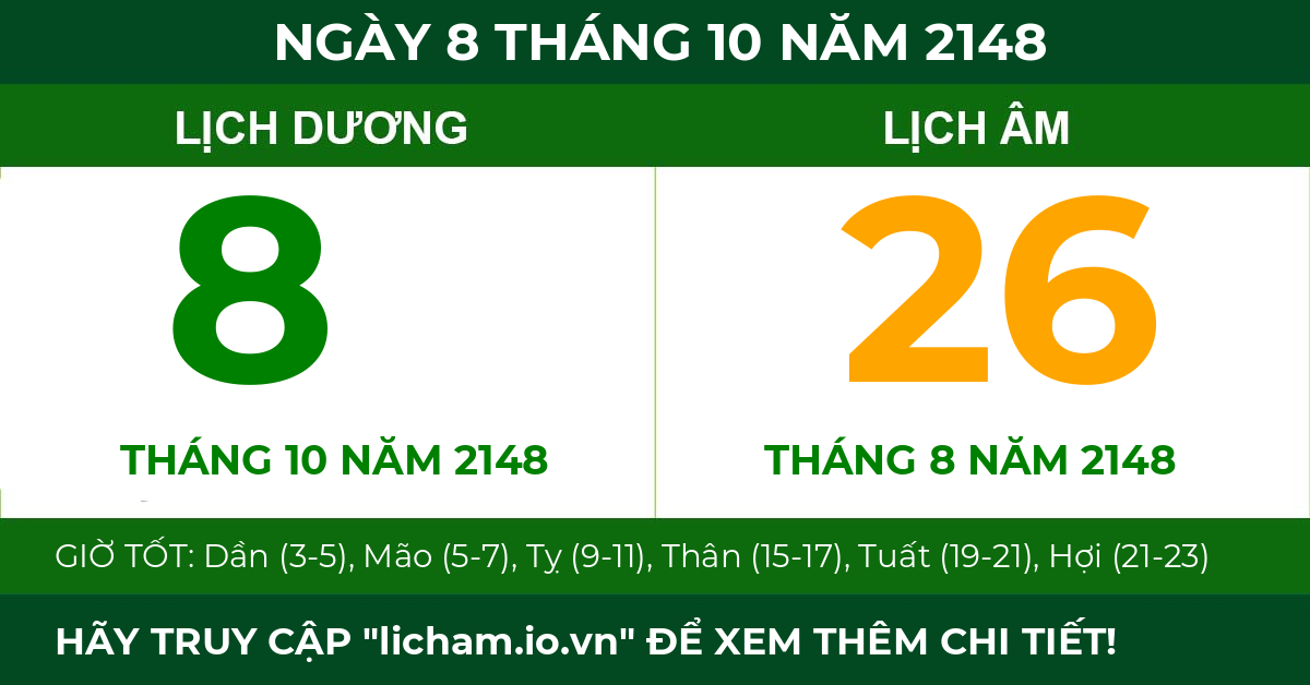 lịch âm ngày 8 tháng 10 năm 2148