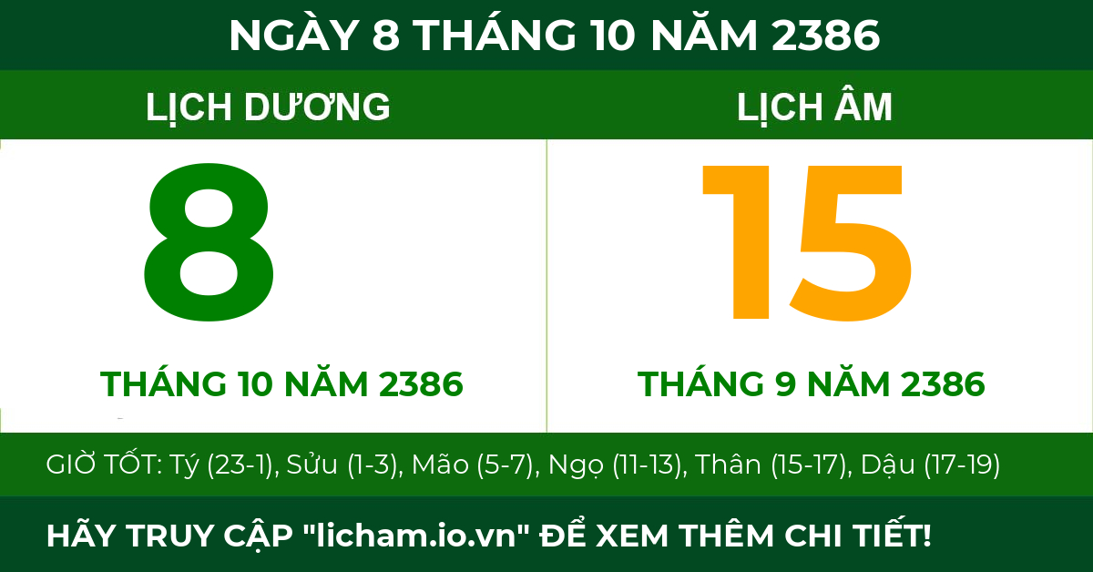 lịch âm ngày 8 tháng 10 năm 2386