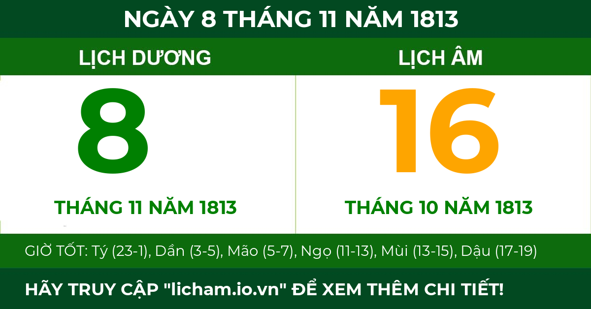 lịch âm ngày 8 tháng 11 năm 1813