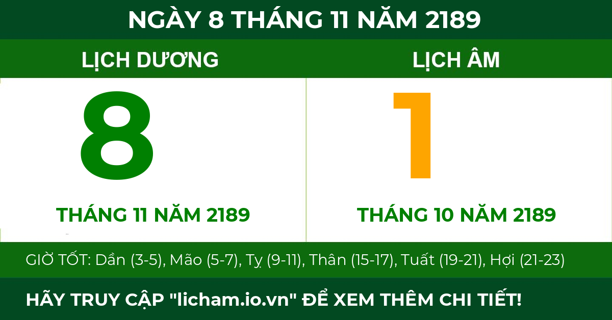 lịch âm ngày 8 tháng 11 năm 2189