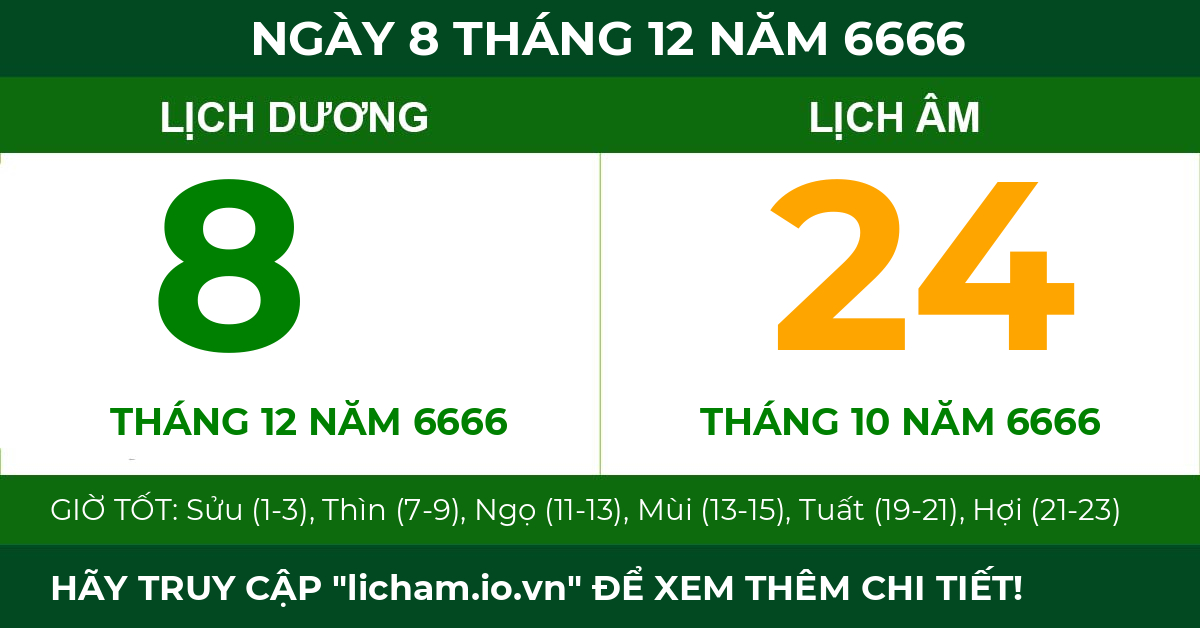 lịch âm ngày 8 tháng 12 năm 6666