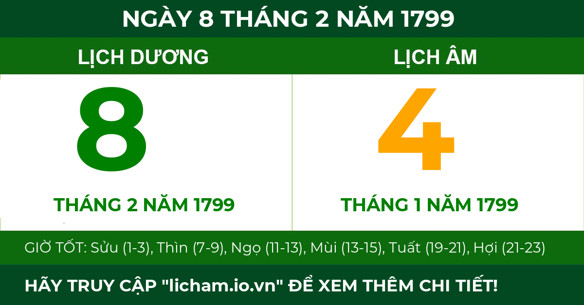 lịch âm ngày 8 tháng 2 năm 1799