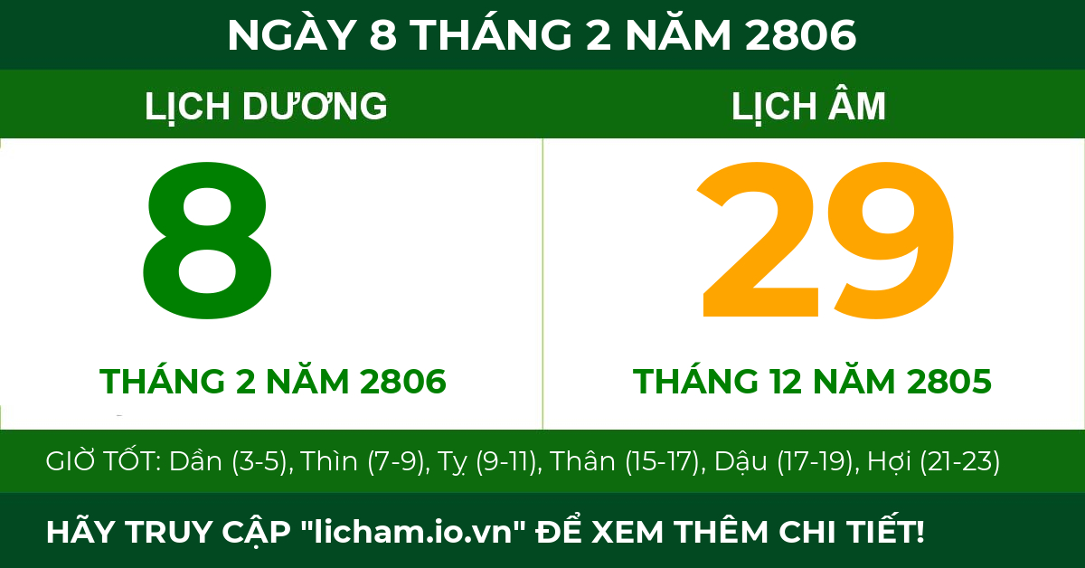 lịch âm ngày 8 tháng 2 năm 2806