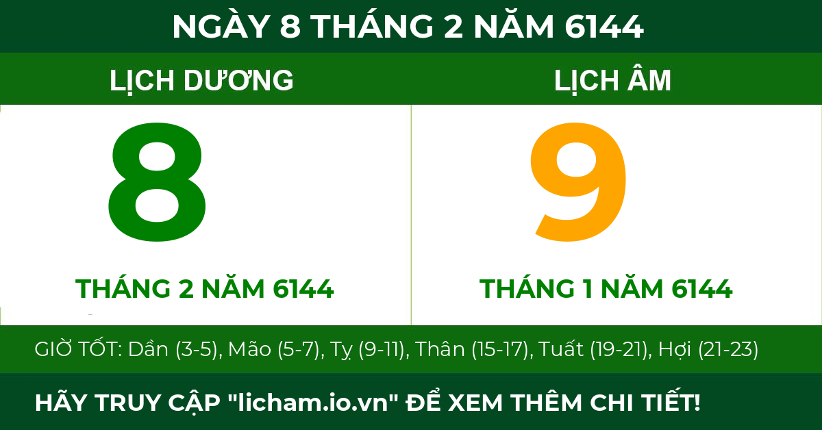 lịch âm ngày 8 tháng 2 năm 6144