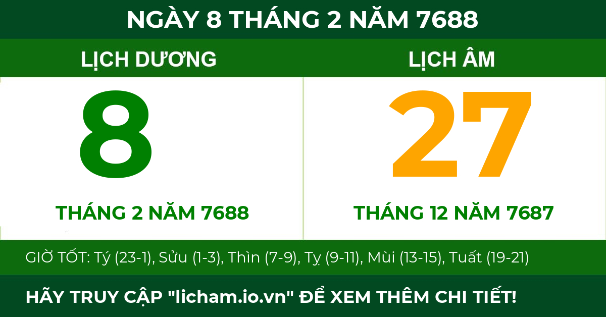 lịch âm ngày 8 tháng 2 năm 7688