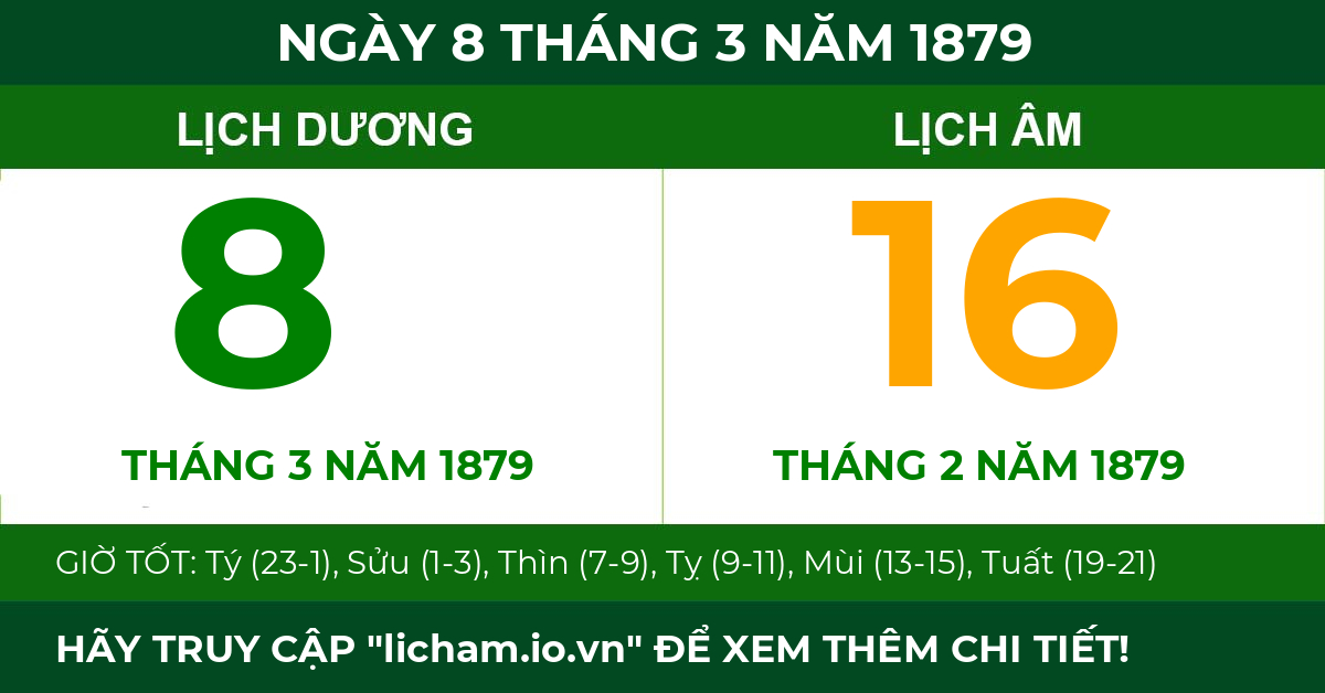 lịch âm ngày 8 tháng 3 năm 1879